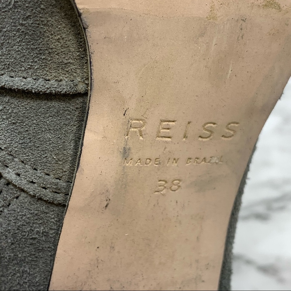 Reiss Buckle Detail Suede Booties 38 Classic Academia Minimalist Preppy Neutral - Picture 13 of 16